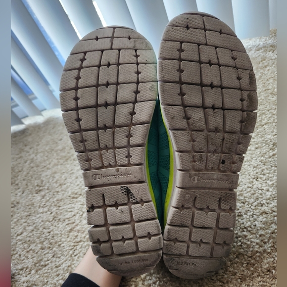 Champion blue & neon green sneakers Size 12 women's - Picture 4 of 6